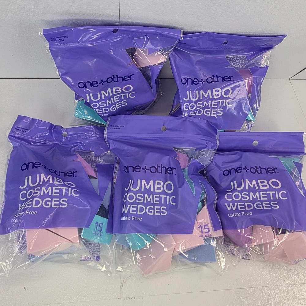 LOT of 5 One Other Jumbo Cosmetic Wedges Latex Free 15 Count Ea Pastel Mixed